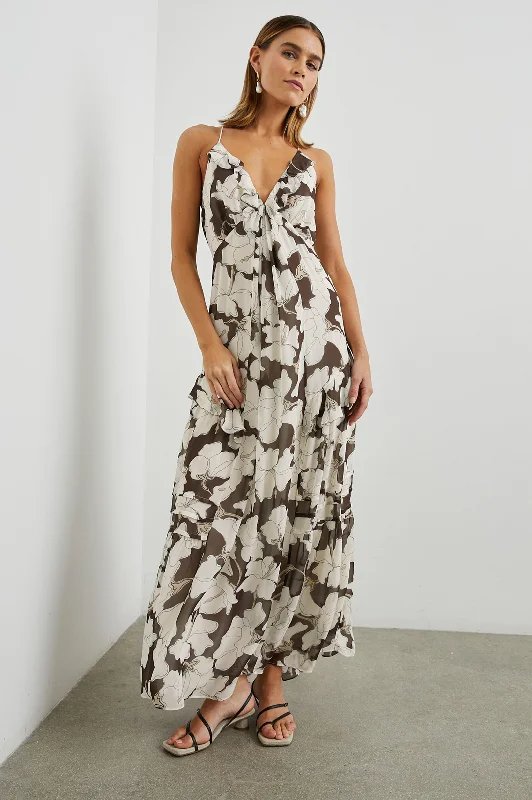 BOA DRESS - MOCHA FLORAL