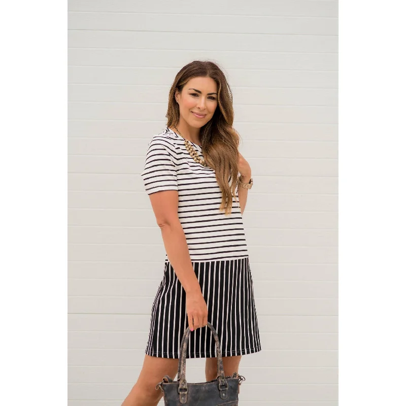 Back Bottom Multi Striped Pocket Dress