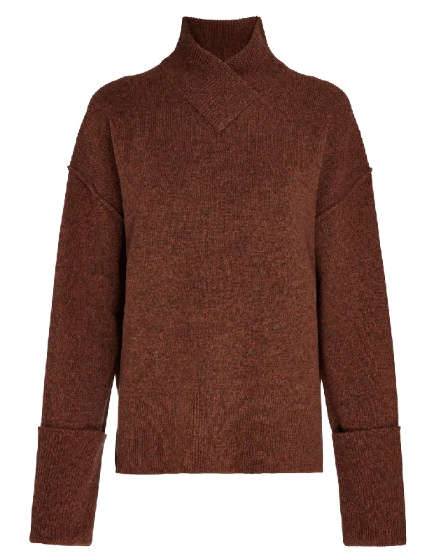 Brown Marl Gabriella Wrapped Neck Sweater