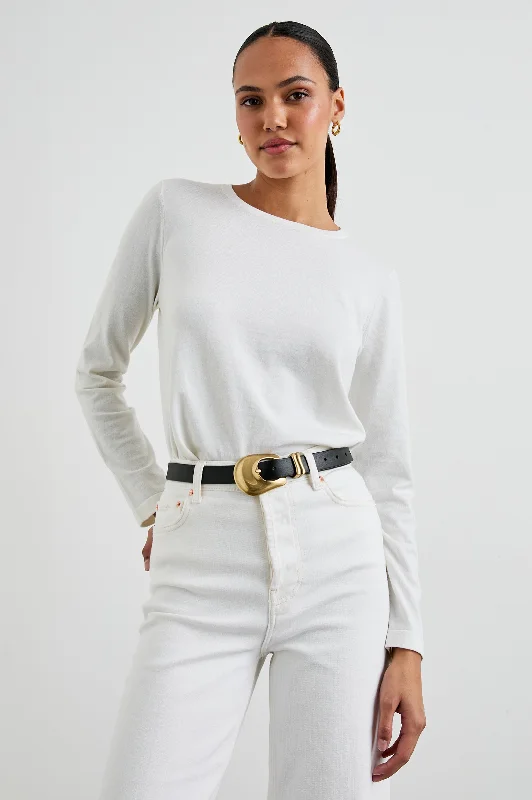 COTTON CASHMERE LONG SLEEVE TEE - WHITE