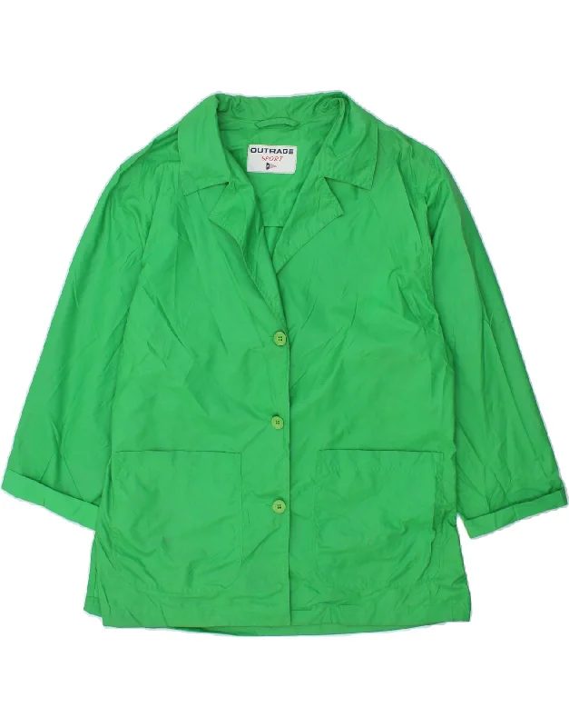 OUTRAGE Womens 3 Button Blazer Jacket UK 12 Medium  Green Polyamide