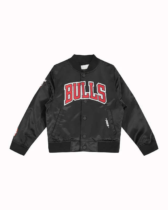 NBA CHICAGO BULLS CLASSIC LITTLE BOYS SATIN JACKET (BLACK)