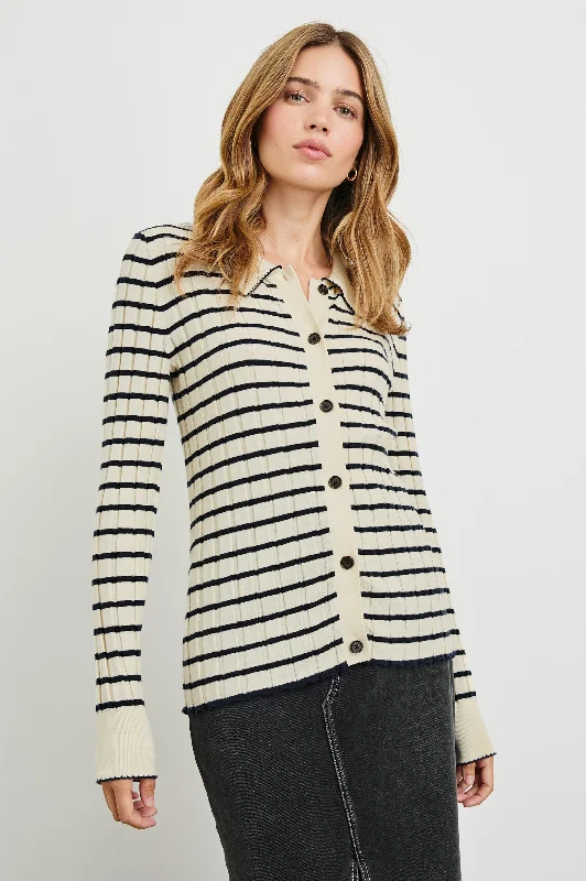 AURELIA TOP - IVORY NAVY STRIPE