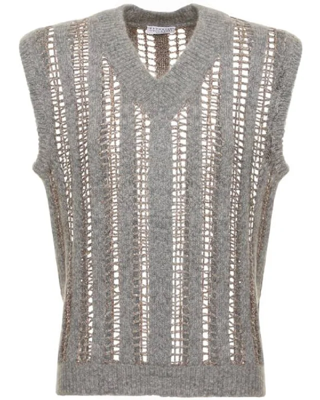 Medium Grey Net Knit Vest