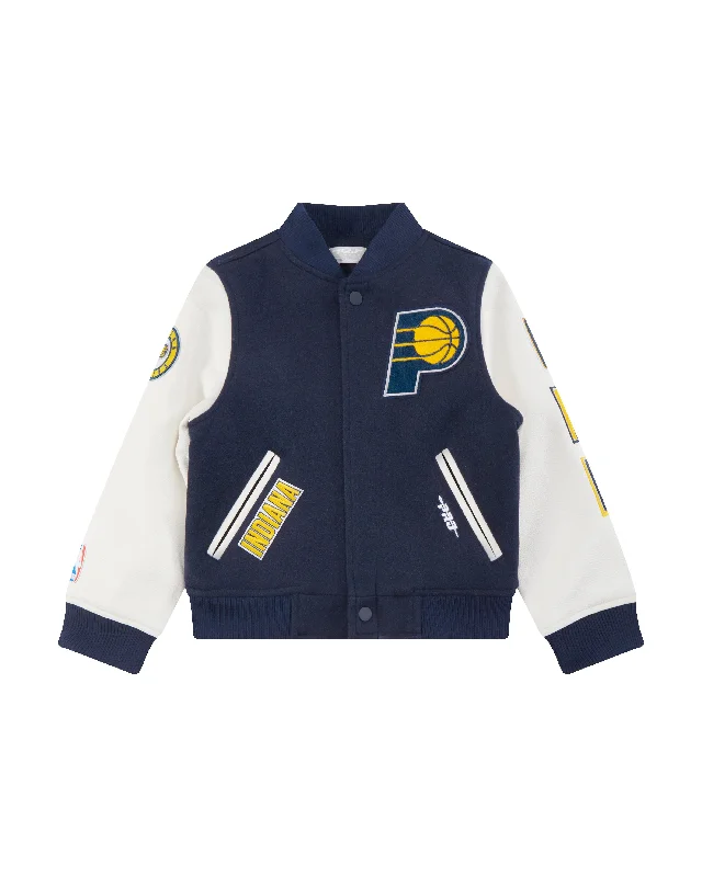 NBA INDIANA PACERS CLASSIC LITTLE BOYS WOOL VARSITY JACKET (MIDNIGHT NAVY/WHITE)