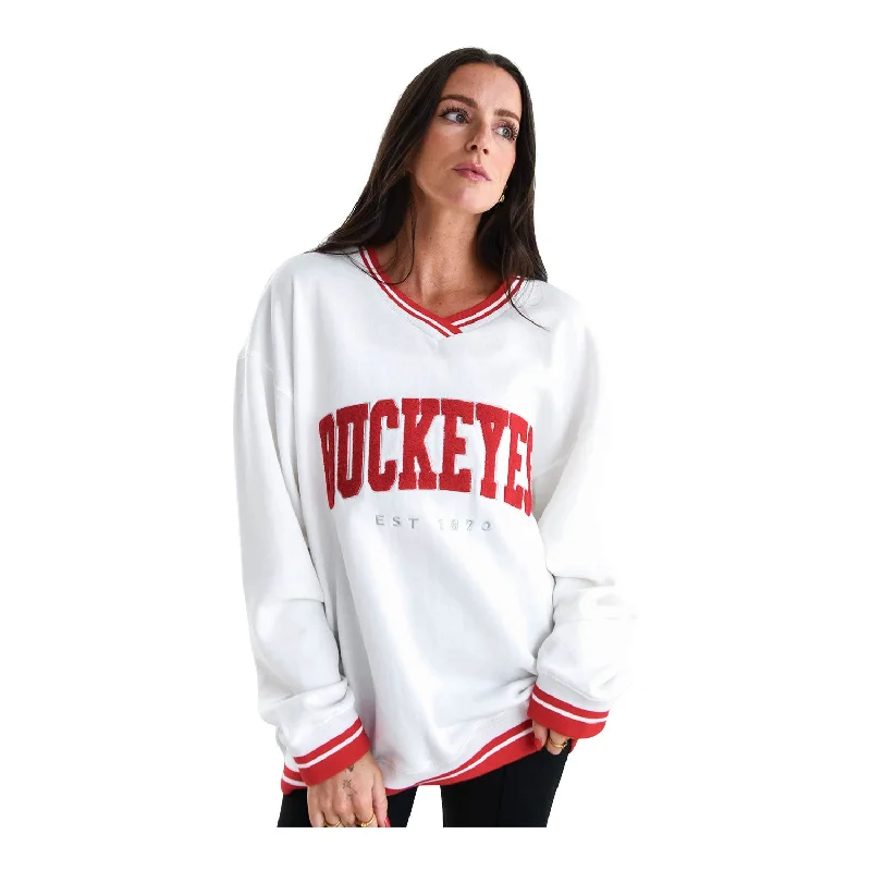 Ladies Ohio State Buckeyes V-Neck Sweatshirt