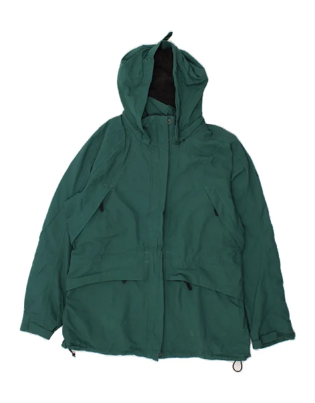 TIMBERLAND Womens Hooded Rain Jacket UK 14 Medium Green Nylon