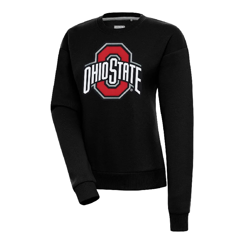 Ladies Ohio State Buckeyes Victory Black Crewneck Sweatshirt