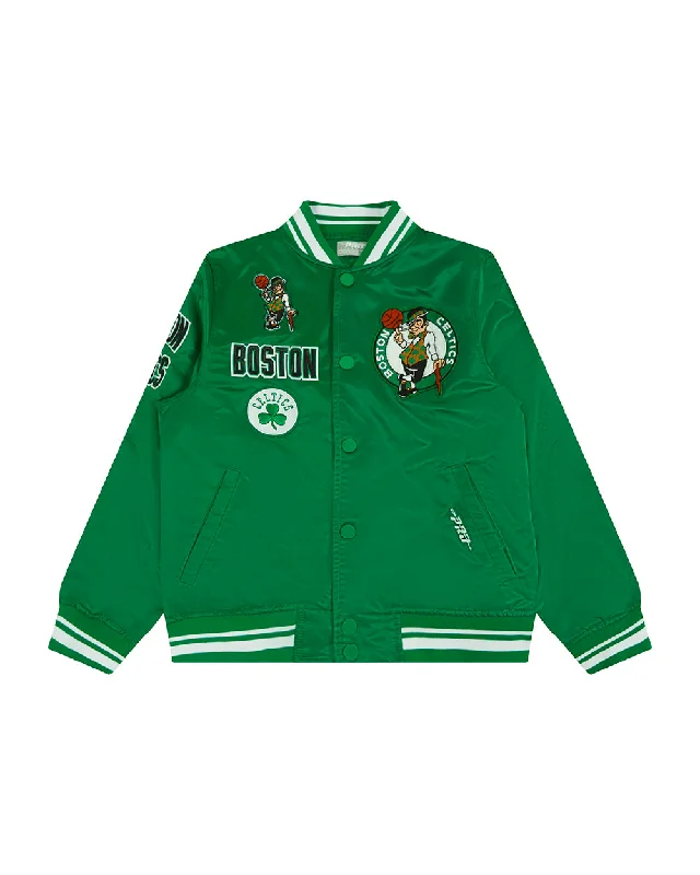 NBA BOSTON CELTICS RETRO CLASSIC BIG BOYS RIB SATIN JACKET (KELLY GREEN)