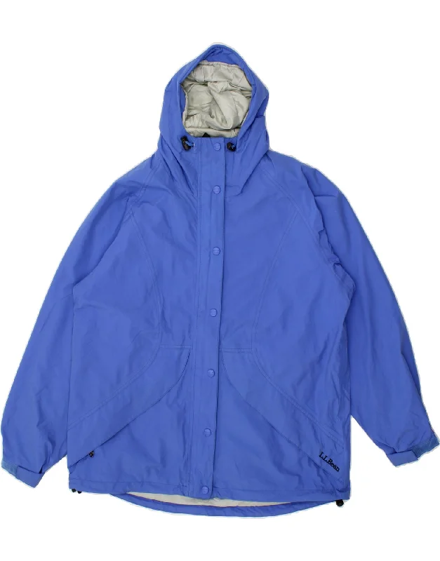 L.L.BEAN Womens Oversized Hooded Rain Jacket UK 14 Medium Blue Nylon