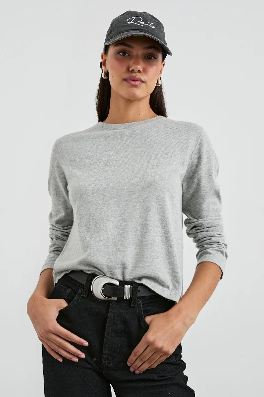 COTTON CASHMERE LONG SLEEVE TEE - HEATHER GREY