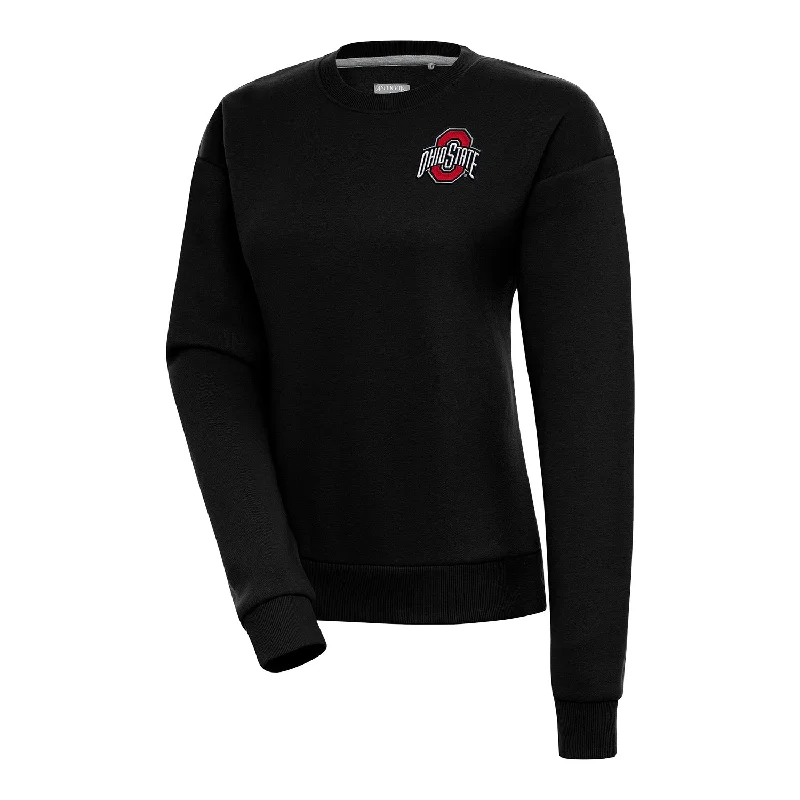 Ladies Ohio State Buckeyes Victory Black Crewneck Sweatshirt