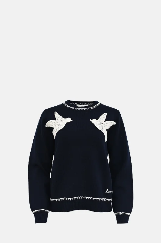 Sally Crochet Sweater Navy