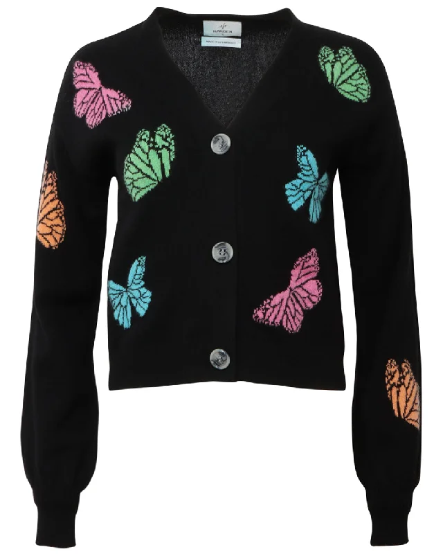 Black Tie Dye Butterfly Crop Cardigan