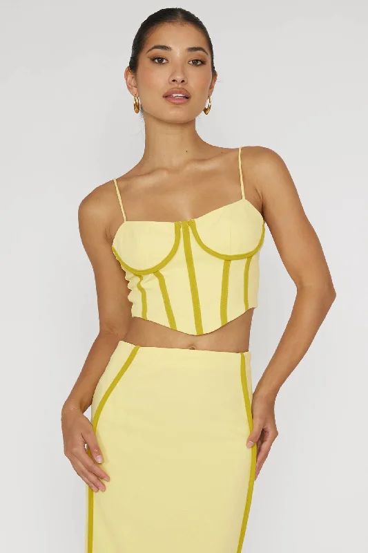 Ferrera Piping Trim Crop Top Yellow