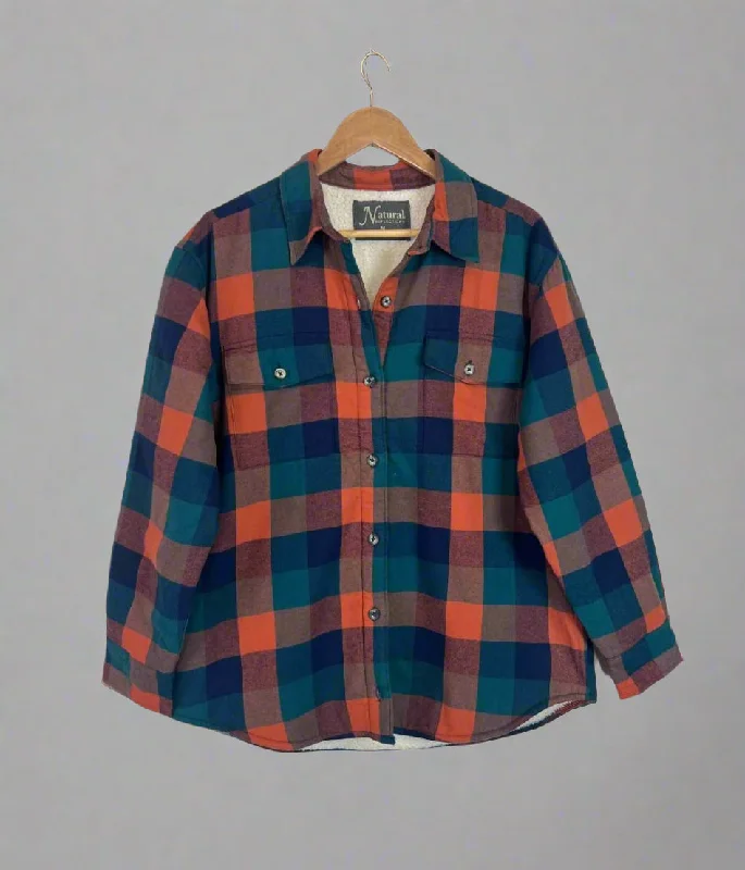 Burnt Orange Sherpa Checked Shirt