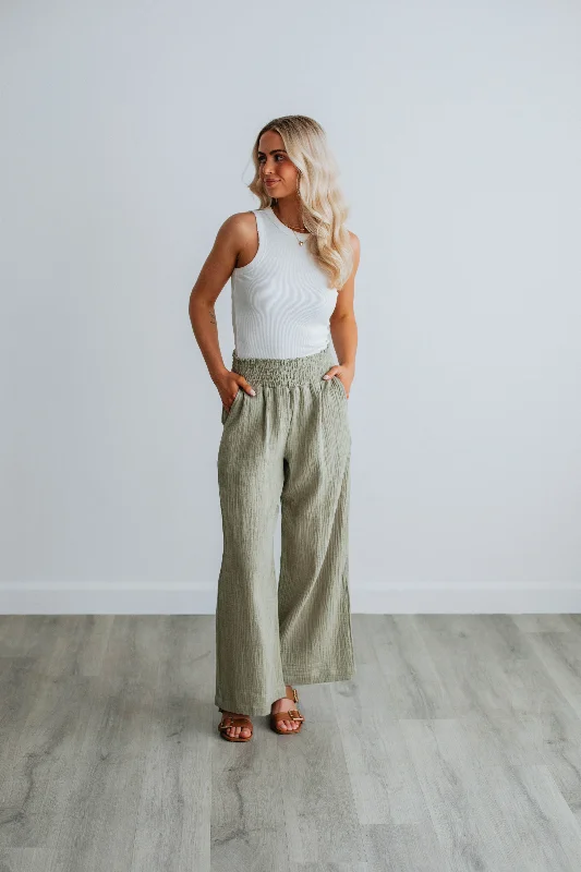 Kehlani Wide Leg Pants - Sage