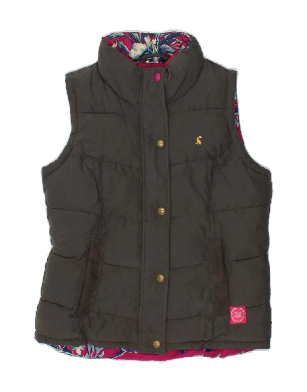 JOULES Womens Padded Gilet UK 10 Small Grey Polyester