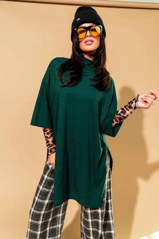 Lala Icon Mock Neck Top in Emerald