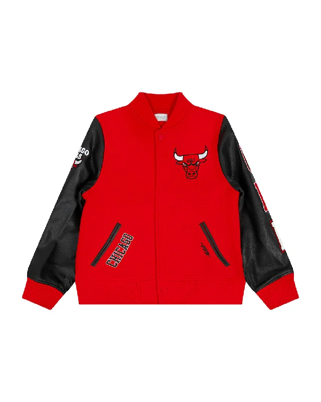 NBA CHICAGO BULLS CLASSIC BIG BOYS WOOL VARSITY JACKET (RED/BLACK)