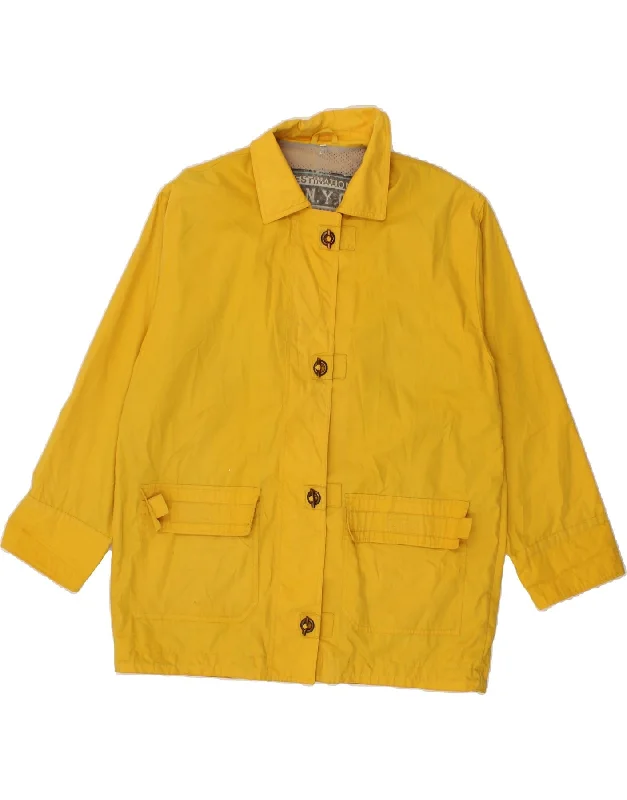 VINTAGE Womens Oversized Hooded Raincoat IT 50 XL Yellow